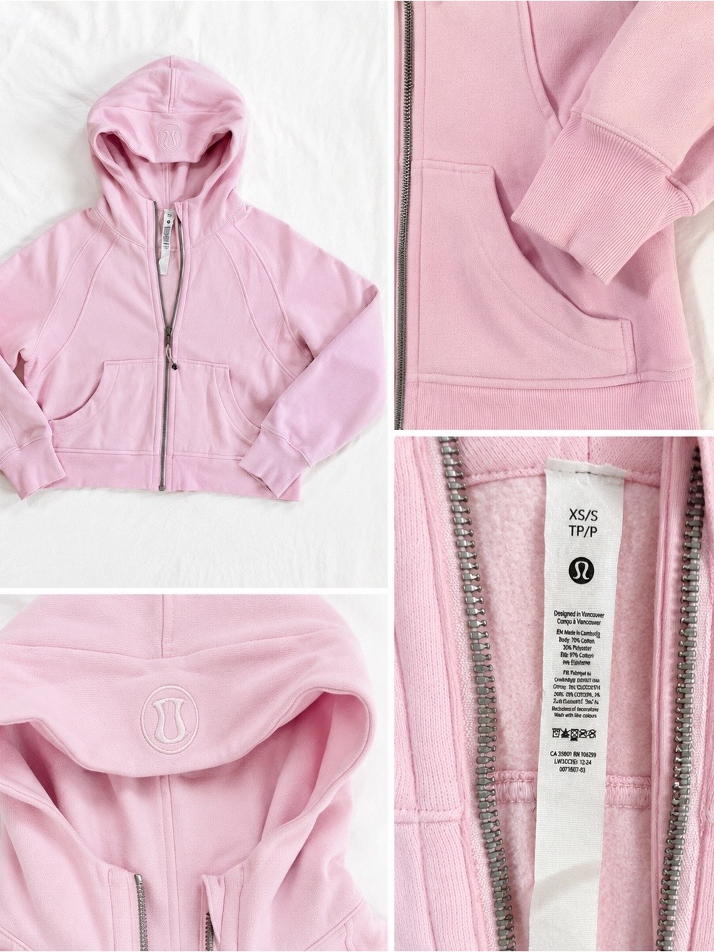 lululemon athletica women’s Light Pink Full-Zip Hoodie